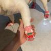 4Pcs/Set Cartoon Dog Summer Jelly Sandals Soft Dog Paw Protector Hollow Puppy Shoes  Outdoor Hiking