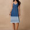 Women's Spaghetti Strap Backless Bow Loose Casual Beach Vacation Striped Printed Dress Sundress