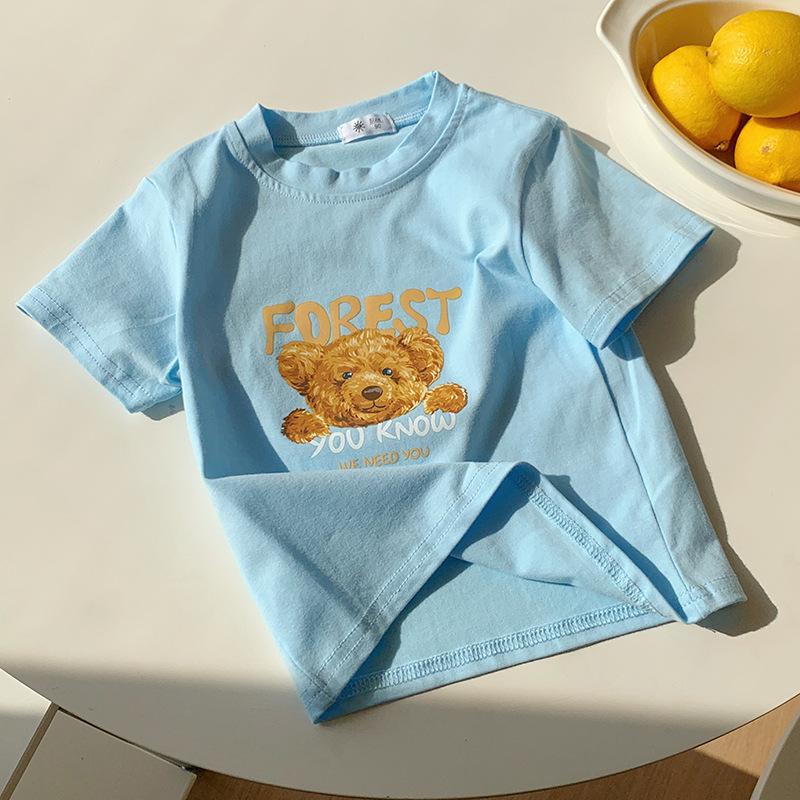 Girls  Casual Short-sleeved T-shirt - Summer Children s Cute Cotton Round-neck Top 100cm