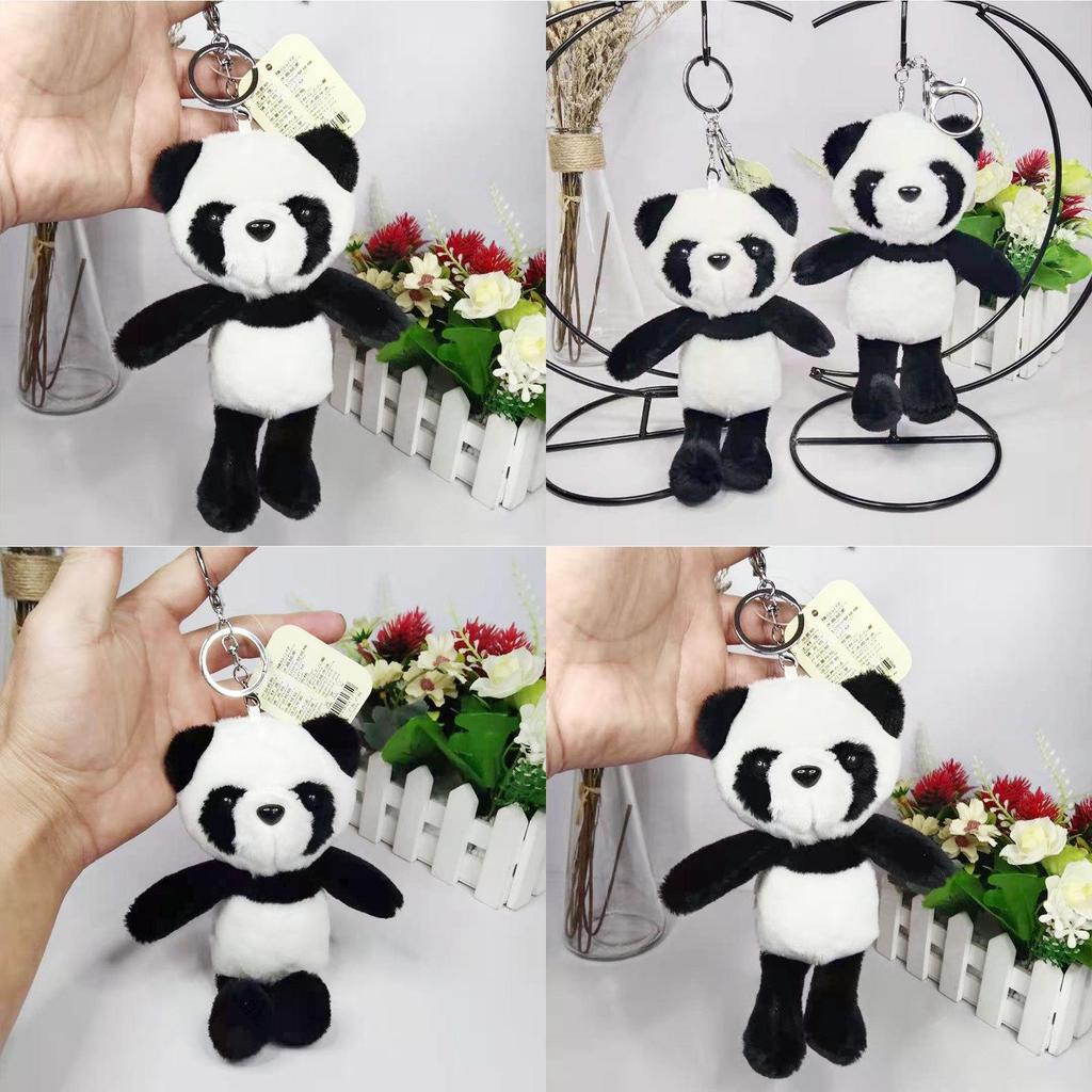 Cute Panda Plush Keychain Pendant Soft Short Velvet Cartoon Stuffed Animal