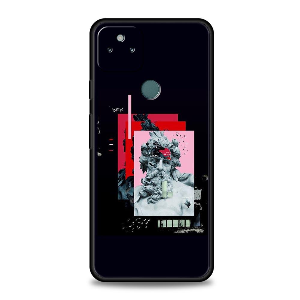 Cartoon Statue Abstract Art Phone Case Cover for Google Pixel 10 9 8 7 6 9A 8A 7A 6A Pro Shockproof Soft TPU 9 Pro XL Shell Capa