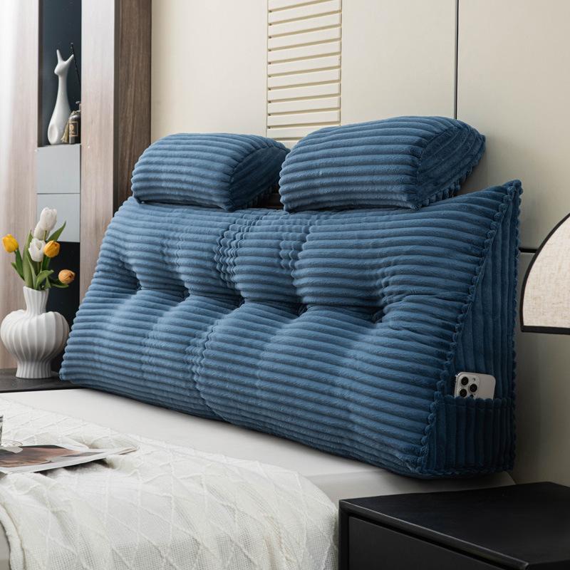 Triangle Velour Backrest Pillow with Headrest, Removable Cover, Length 80–200 cm 60cmx80cm синий