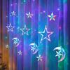 Solar LED Star-Moon Curtain Lights: Weatherproof Outdoor Christmas Decoration