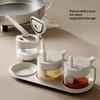 Seasoning Containers Airtight Glass Organizer With Spoon Condiment Containers With Lid For Kitchen Countertop Pantry Cabinet