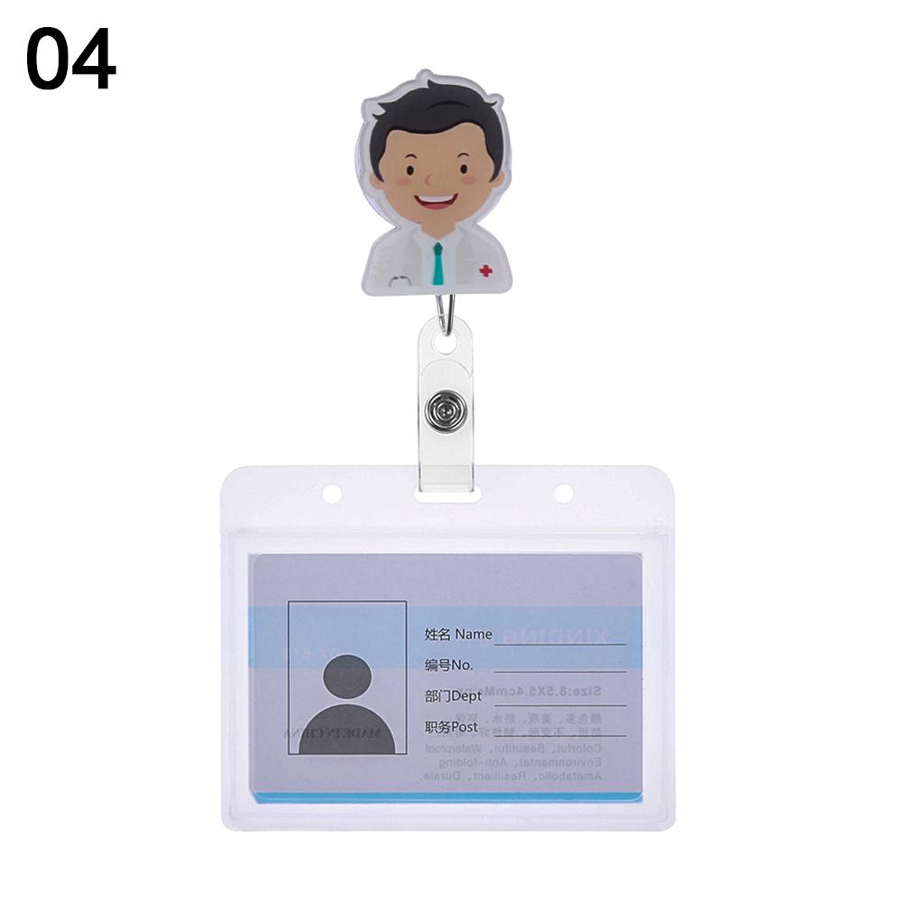 New Nurse Doctor Retractable Badge Reel with Horizontal Style Aluminum ID Business Card Work Card Badge Holder Office Supplies