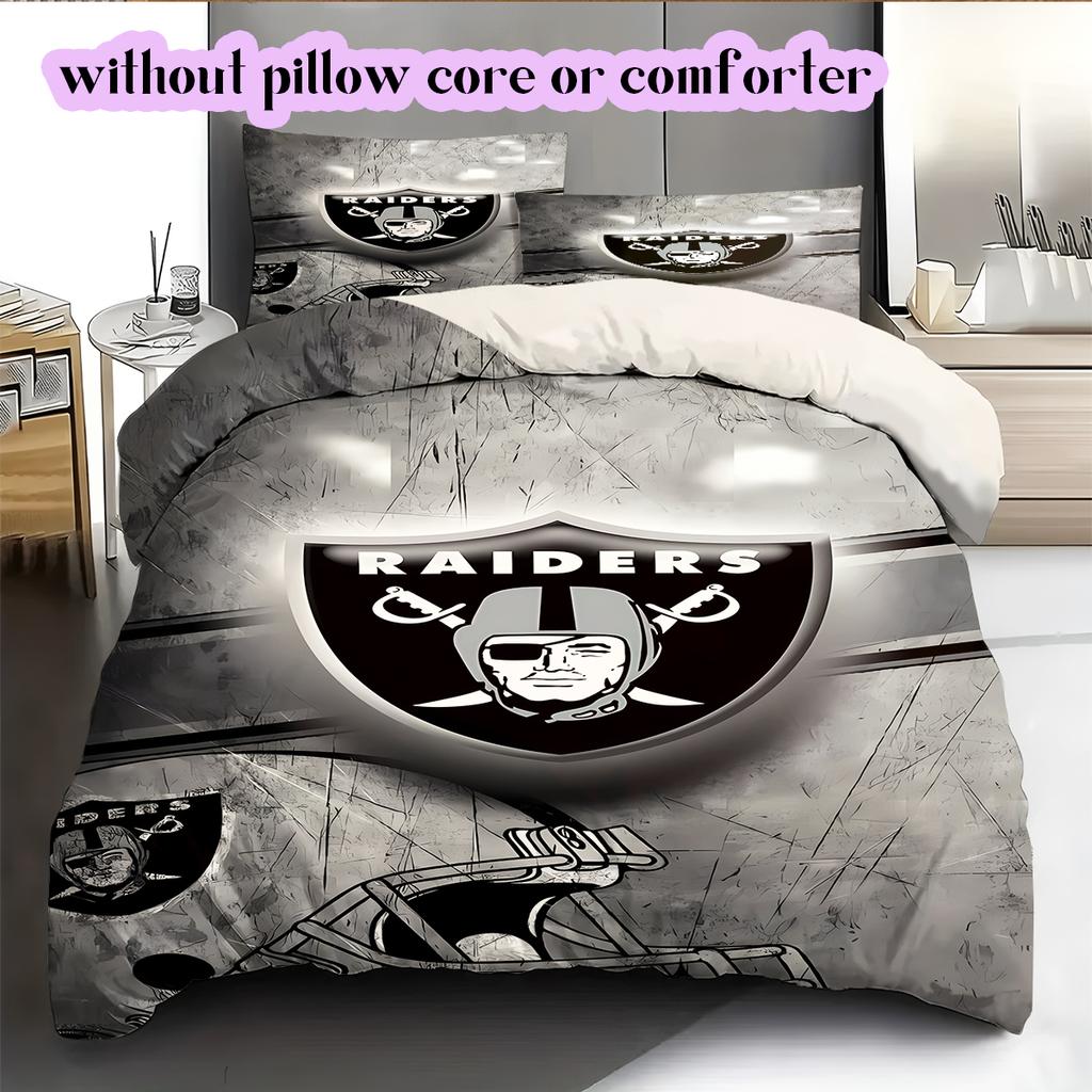 Las Vegas Raiders Vzor Povlečení Přikrývka Sada Povlak na přikrývku Povlak na polštář Domácí Dekorace Narozeninový Dárek (1 * povlak na peřinu + 2 * povlak na polštář, bez jádra)