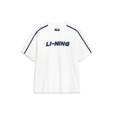 Li Ning Sports Lifestyle Serie Buchstabenaufdruck Baumwolle Locker Rundhals Kurzarm T-Shirt Unisex Oberteile Off-White AHST565-6