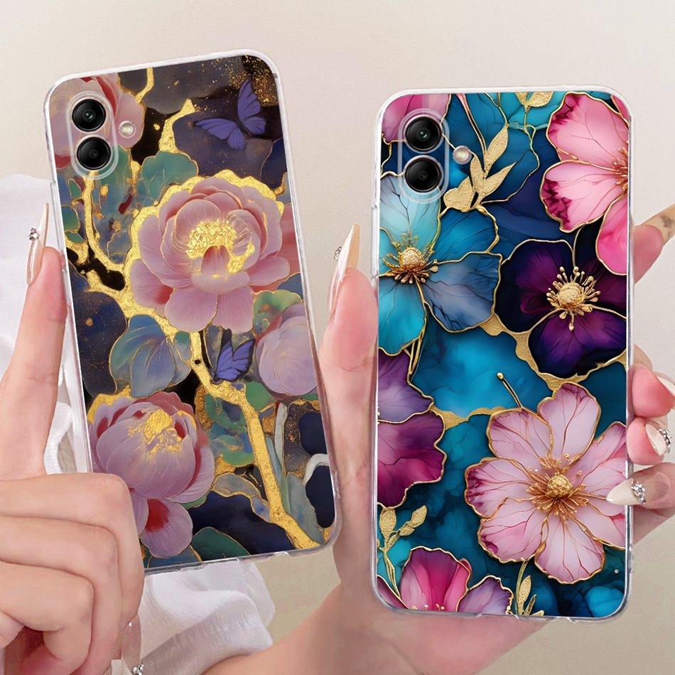 For Samsung Galaxy A04 A04e A042F A405F Cute Flower Butterfly Cat Painted Case For Samsung A04 04e Soft Silicone TPU Phone Cases
