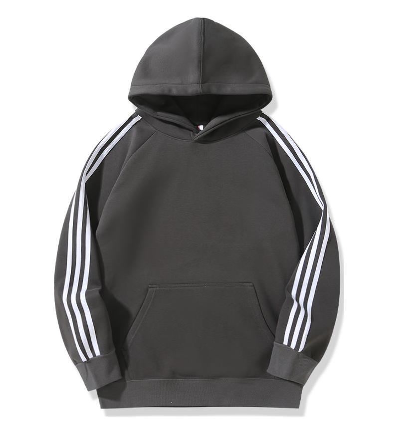 450g Trendy Unisex Cotton Terry Ollie Fleece Hooded Three-Stripe Patchwork Sweatshirt Jacket - Autumn/Winter Collection