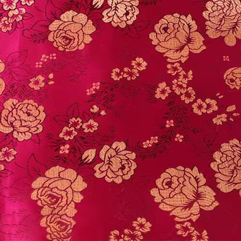 Jacquard Brocade Fabric By Meters for Cheongsam Dress Clothes Bag Pillowcase Diy Sewing Smooth Soft Flower Needlework Cloth Red