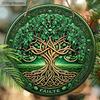 1pc Green Tree of Life Ornament Wooden 2D Flat Hanging, Xmas Decorations, Round-shaped Hanging Wall or Door Decor, Holiday Party Decor, Home Garden