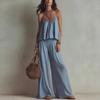 Summer 2 Piece Sets for Women, Spaghetti Strap Tank Top And Wide Leg Pants Lounge Set, Beach Vacation Travel Outfits