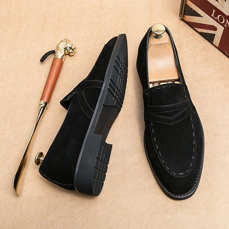 

Новые черные мокасины из флока, дышащие повседневные туфли без застежек, мужские туфли ручной работы Zapatillas De Hombre 44 чёрный