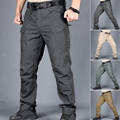 Men Tactical Training Pants Cotton Linen Blend Multiple Pocket Urban Commuter Cargo Trousers Slim Fit Joggers for Work Exercise Outdoor Fishing