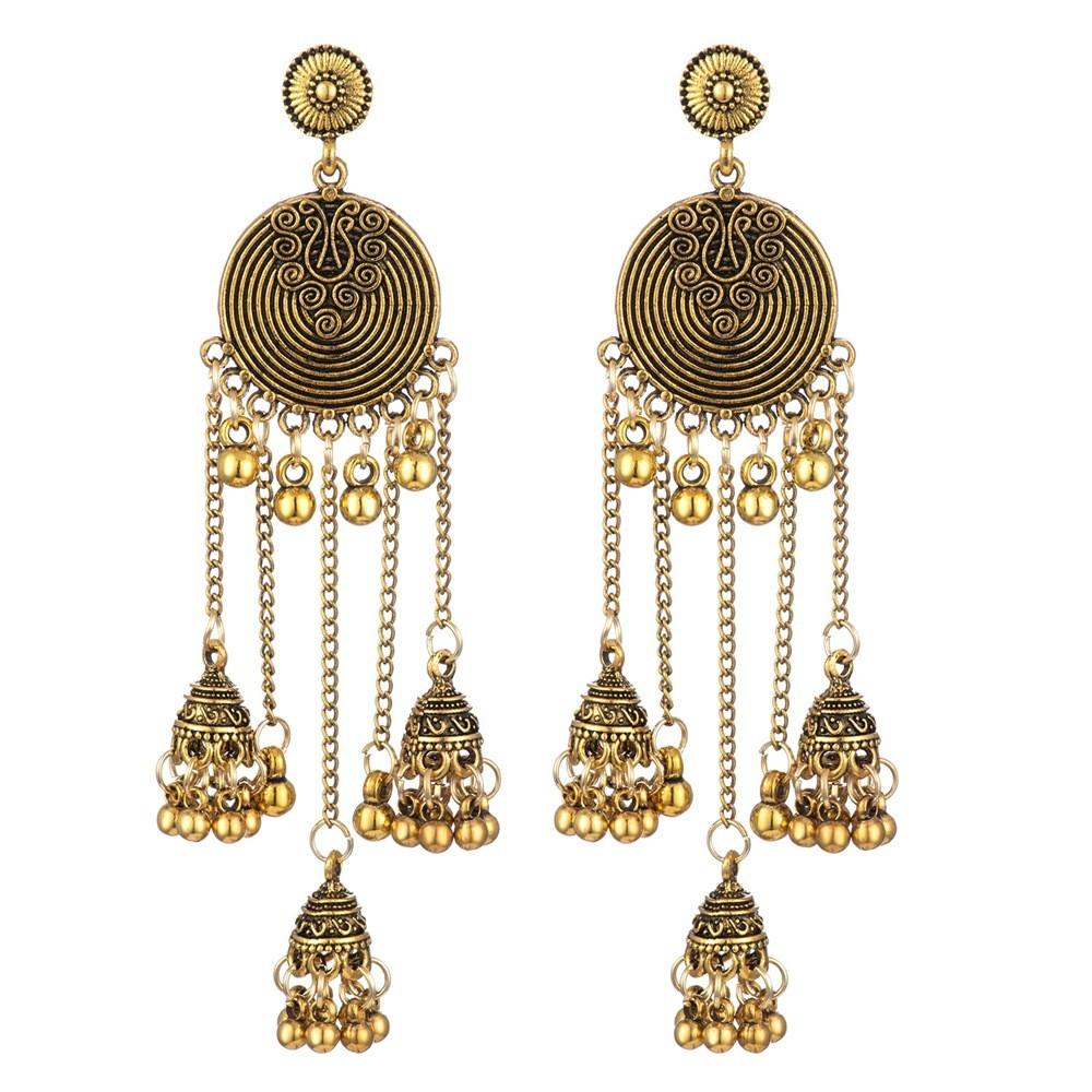 Long Ethnic Bohemian Dangle Earrings With Alloy Floral Design For Women