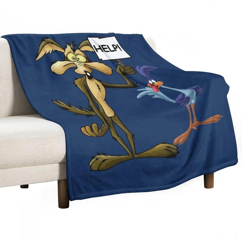 Roadrunner and El Coyote Throw Blanket Blanket Fluffy Softest Blanket