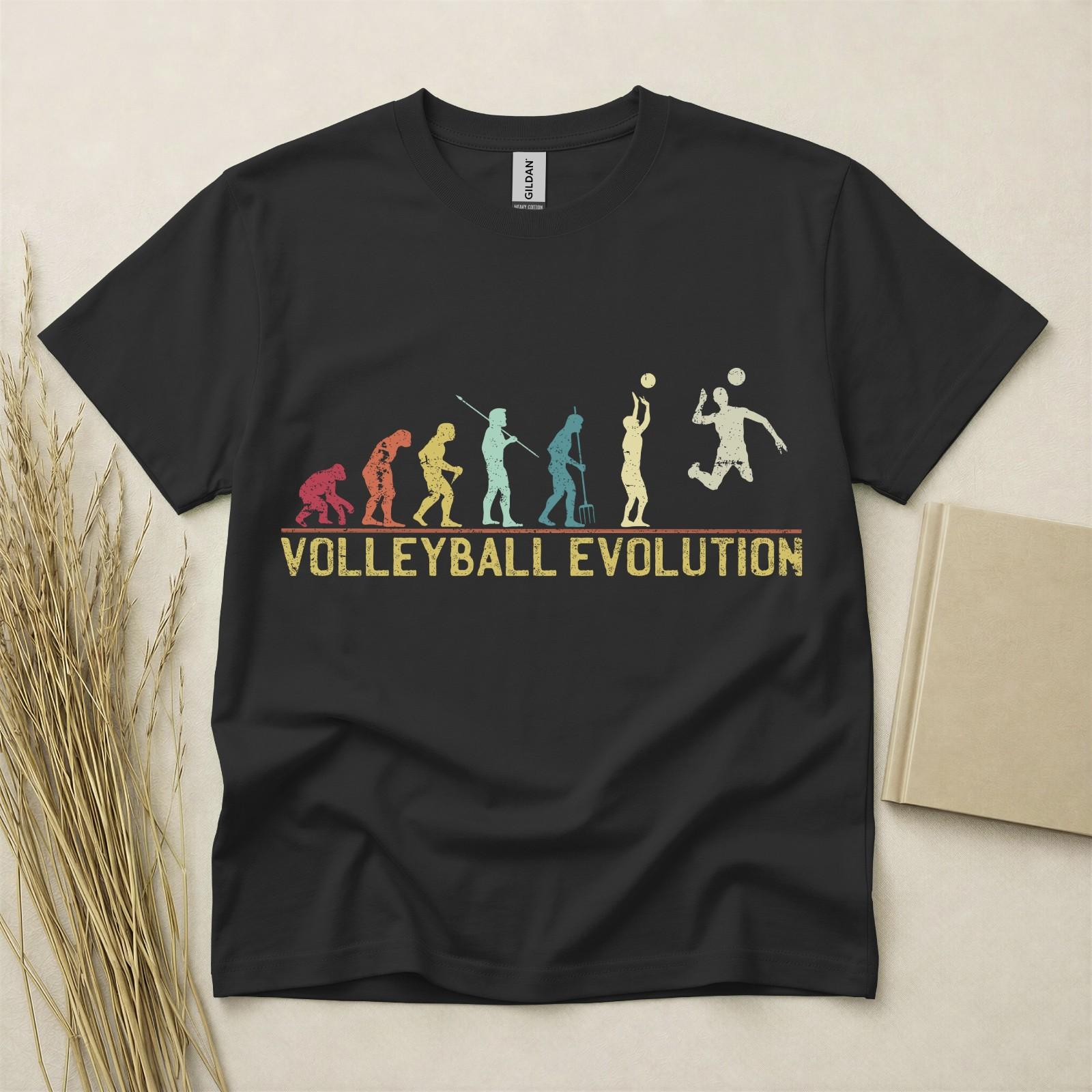 Volleyball Evolution T Shirt Funny Volleyball Gift Sports Tee Gildan Cotton Top S разноцветный