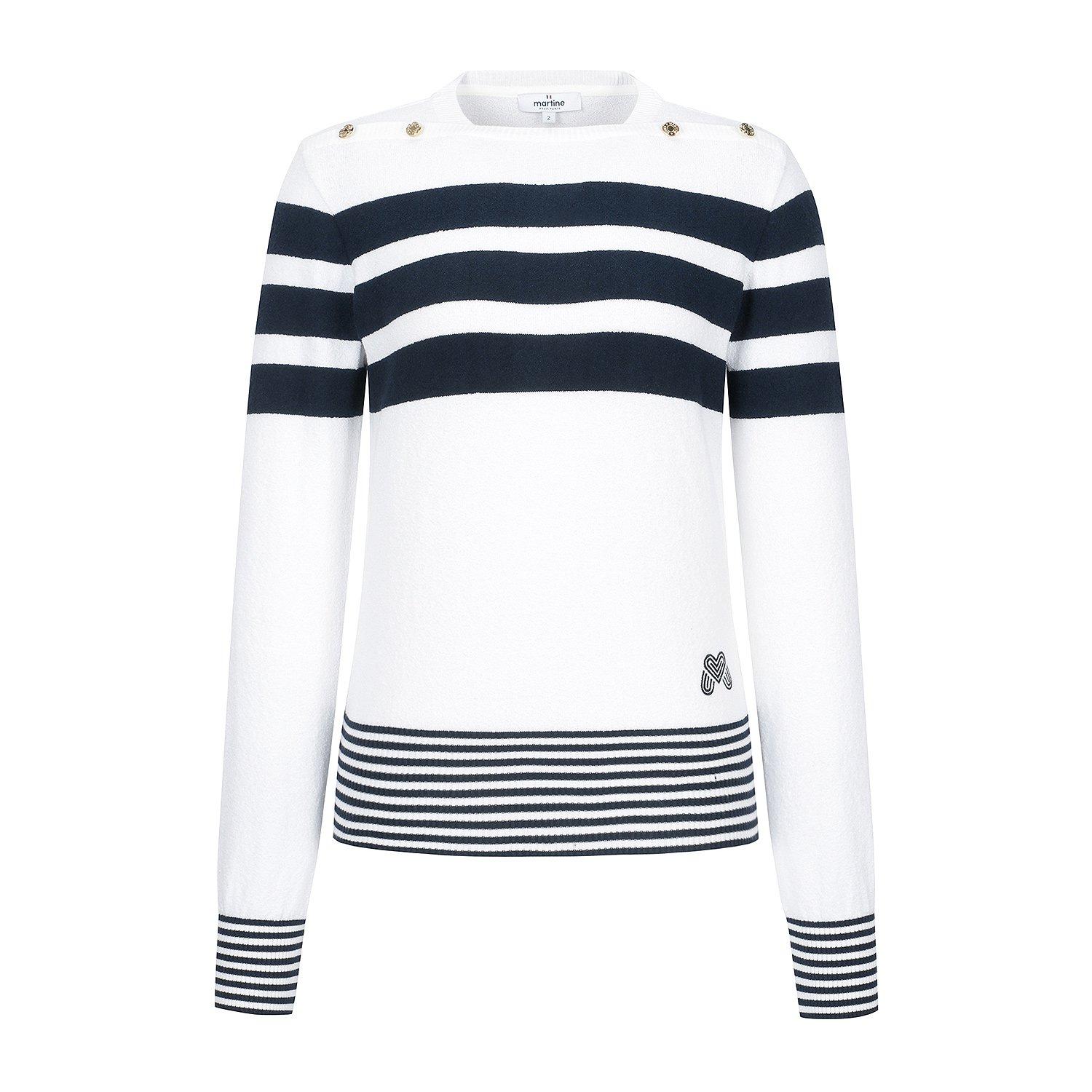 Martin Golf Stripe Boat Neck Knit_O/White O/1