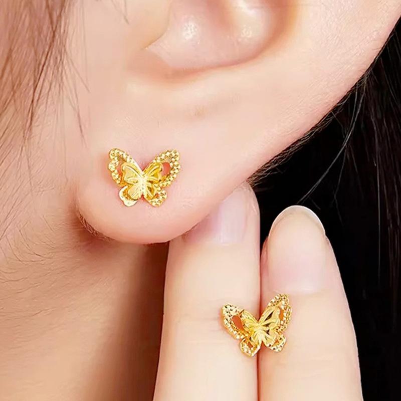 

ANENJERY Серьги-бабочки Glod Color для женщин, роскошный дизайн, нежный темперамент, ювелирные изделия, подарки, оптовая продажа, свадьба золотой