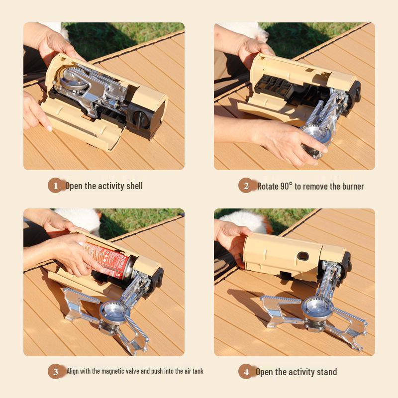 Ultralight Portable Outdoor Gas Stove: Windproof, High-Power Foldable Camping and BBQ Cookware