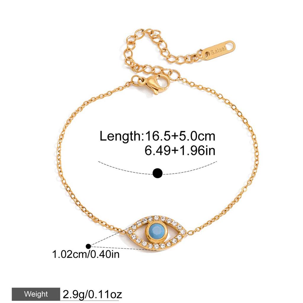 Yori New Stainless Steel Evil Eye Drop Bracelet Waterproof Metal Attractive Wrist Jewelry Accessories Wholesale Bijoux