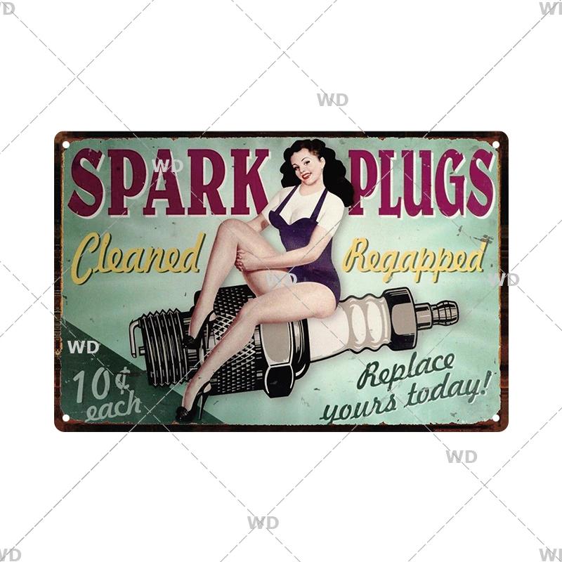 Retro Pin Up Girl Amerikanischer Stil Blechschild Metall Vintage Plakette Wandschilder Metallposter Platte Garage Schlafzimmer Man Cave Geschenk Dekor