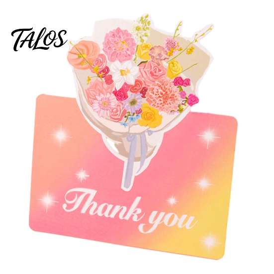 Decorative Floral Greeting Cards 10Pcs 3D Flower Thank You Card, Bouquet Best Wishes Note Appreciation Gifts for Anniversary, Mother's Day, Teachers'