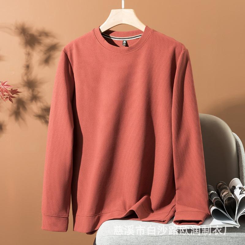 Long-sleeved sweatshirt popular solid color round neck T-shirt autumn and winter bottoming shirt men's tops