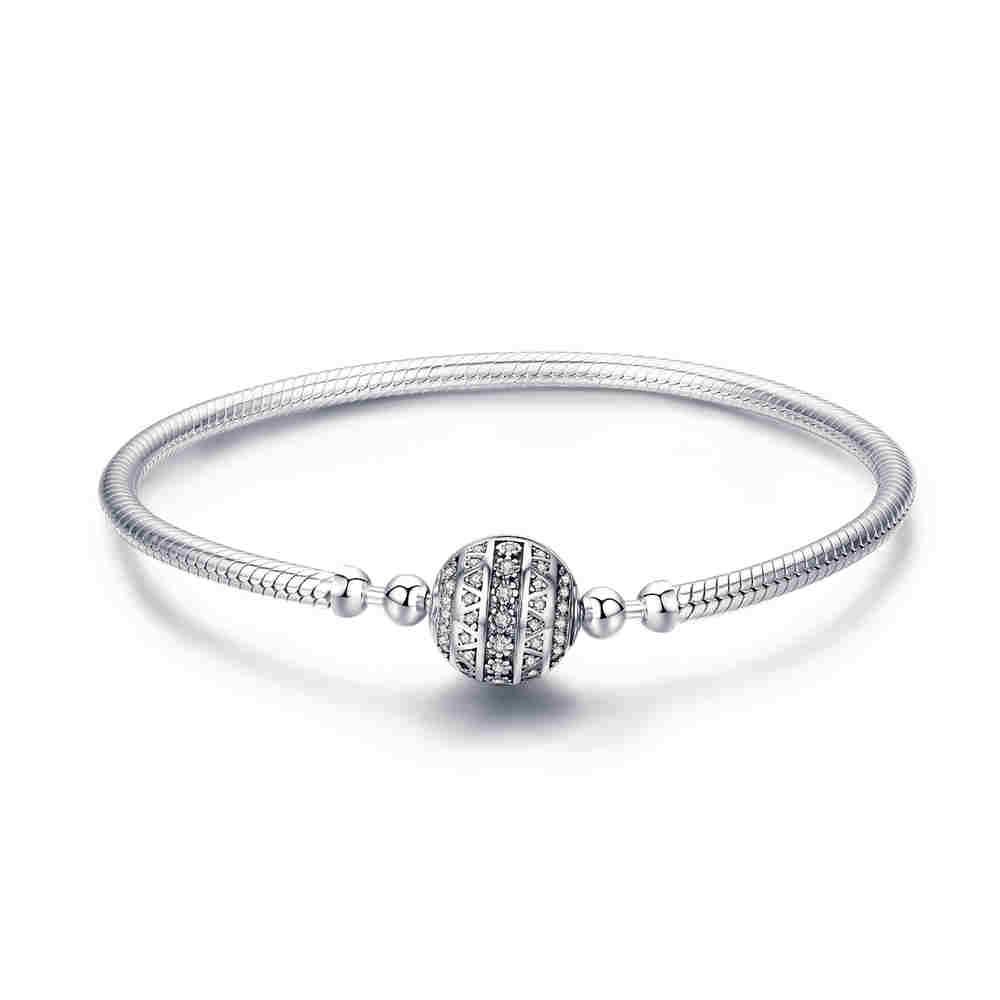 WOSTU 925 Silver Chain Bracelet Original Bangle For Women Fit Authentic Charms Beads Fashion Jewelry Making Bracelet