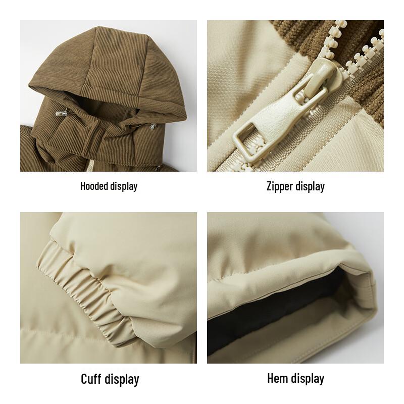 Jeanswest Men's Spliced Hooded Thick Winter Jacket