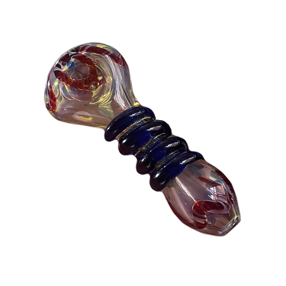 4" Glass Smoking Pipe Outside Bowl Hand Pipe Fumed Colorful Changing