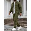 Herren S Einfarbig Langarm Jacke Hose Mehrere Taschen Lässig Arbeitskleidung Zweiteiliges Set