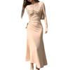 Women's French Pure Want To Wind Square Collar Spring Waist Slimming Dress