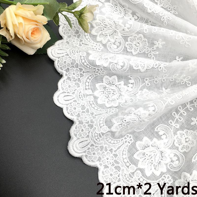 Элегантный и изысканный хлопок вышивка кружево широкий шифрование одежда аксессуары кружевной край кружево хлопок широкий кружево поделки изготовление лент 21cm*2 Yards