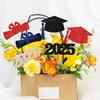 6pcs Doctoral Cap Graduation Centerpiece Sticks Bling Paper Flower Vase Ornament  Gift