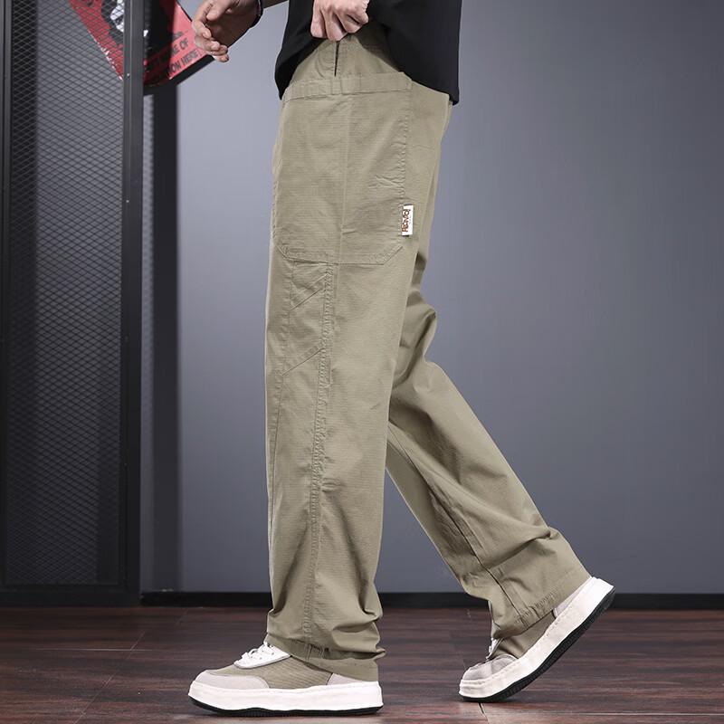Men's Spring Summer Loose Straight-Leg Workwear Casual Pants
