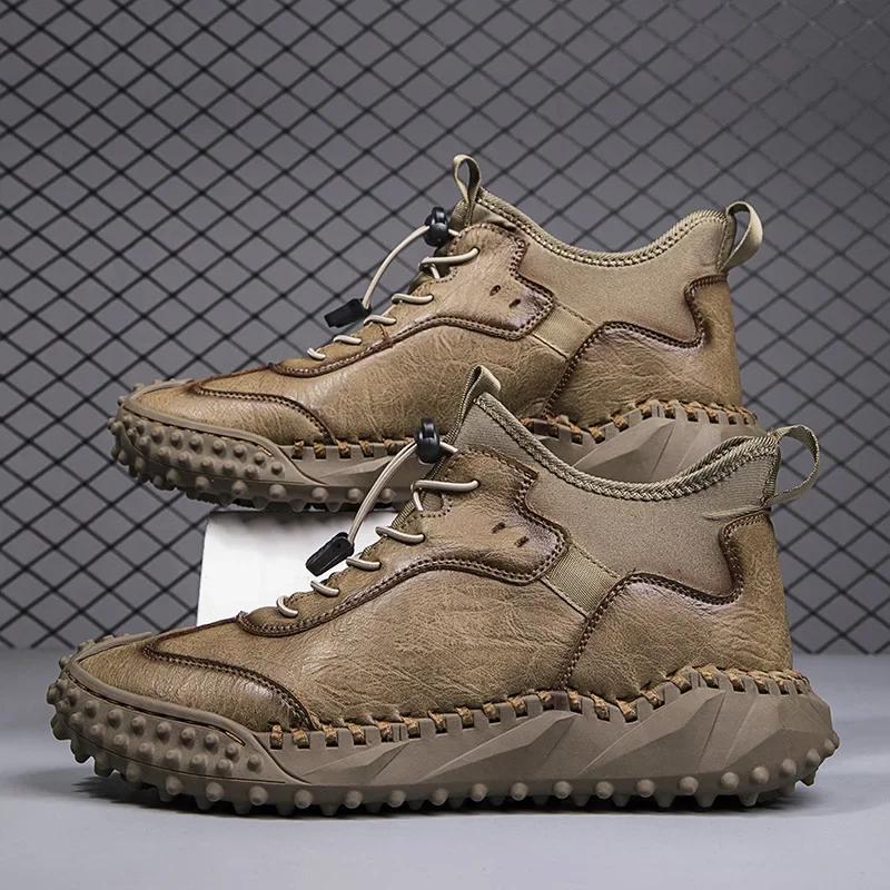 Men Leather Casual Handmade Shoes Casual Ankle Boots for Man Autumn Winter Outdoor Fashion Casual Shoes Male Hombres Botas