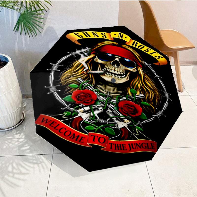 Guns Roses Fire Logo Umbrella 8-Frame for Travel, Camping, Casual Lightweight Portable Umbrella, Essential for Every Family Holidays Gift