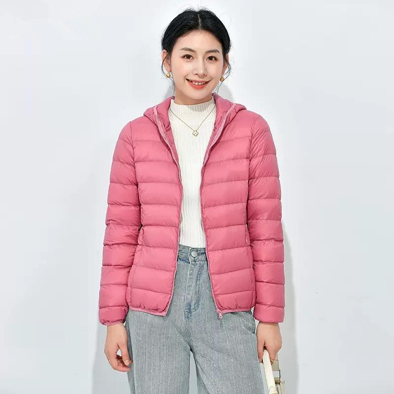 Winter light and thin casual hooded down jacket women's simple short fashion women