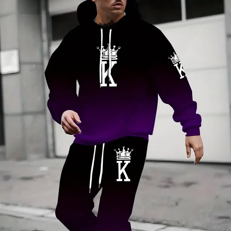 

Мужская толстовка с капюшоном Spades K Lion Pattern, комплекты из толстовки с капюшоном и спортивных штанов с 3D-принтом, свободная мужская одежда осень/зима 6XL