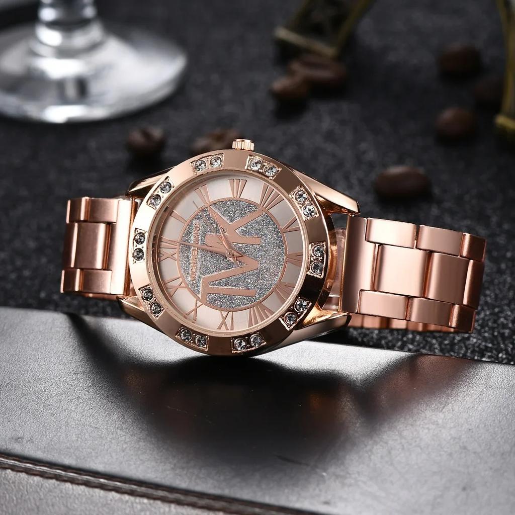 Montres Diamants Cristal Femmes Marque de Luxe Montre-Bracelet Or Acier Inoxydable Montre Femme Horloge Loisirs Reloj Mujer TVK