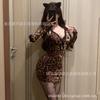 Sexy lingerie pure desire cute leopard print hip skirt uniform suit no-take-off sleeping clothes qqny