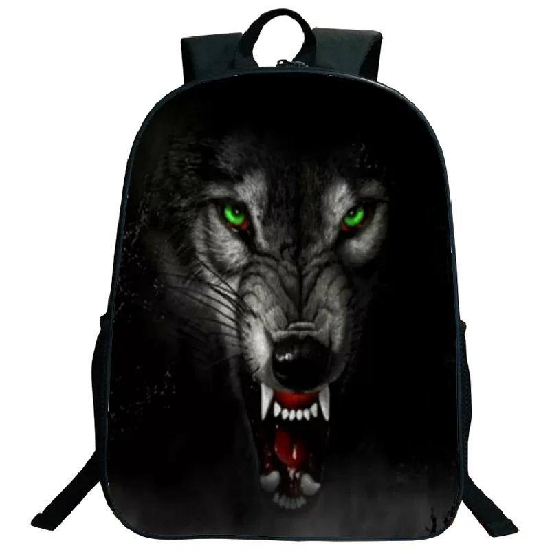 Ice Fire Wolf Backpack Schoolbag Primary School Students Backpack Angry Wolf Printed Bookbag Kids Back To School Mochila Gift
