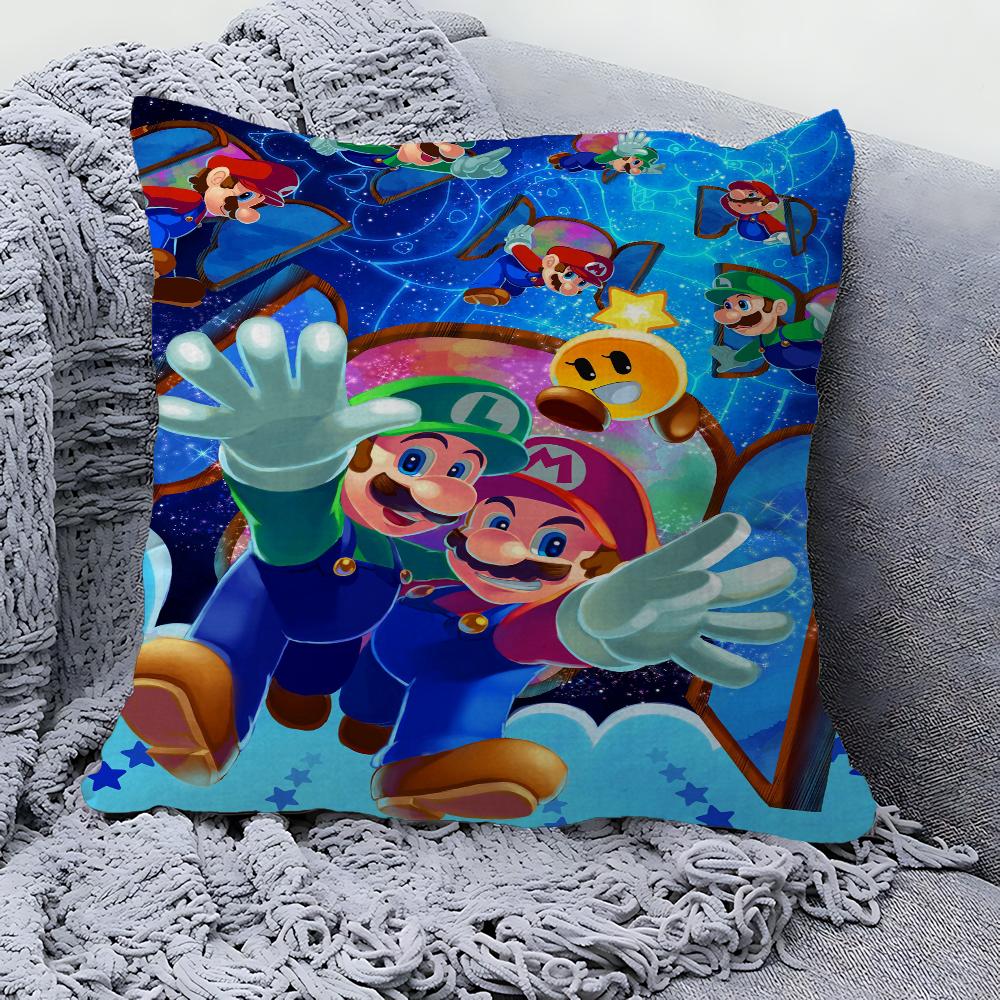 Capa de Almofada Desenho Animado Super M-Marios Fofa Fronha Sala de Estar Sofá Decoração de Casa Personalizado