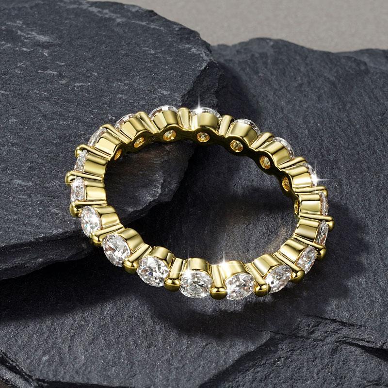 Bague Alliance Éternité Complète en Moissanite 3mm Certifiée GRA, Anneau Empilable d'Engagement pour Femmes, Or 14K Plaqué, Bijoux de Mariage Cadeaux