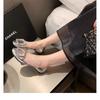 Strass quadratische Schnalle Seide hohler runder Kopf Pendeln flache Sohle Schuhe Frauen