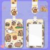 Capybara Cartoon Card Holder With Easy Pull Clip Retractable Neck Lanyard Student Card Work Card Traffic Card Holder