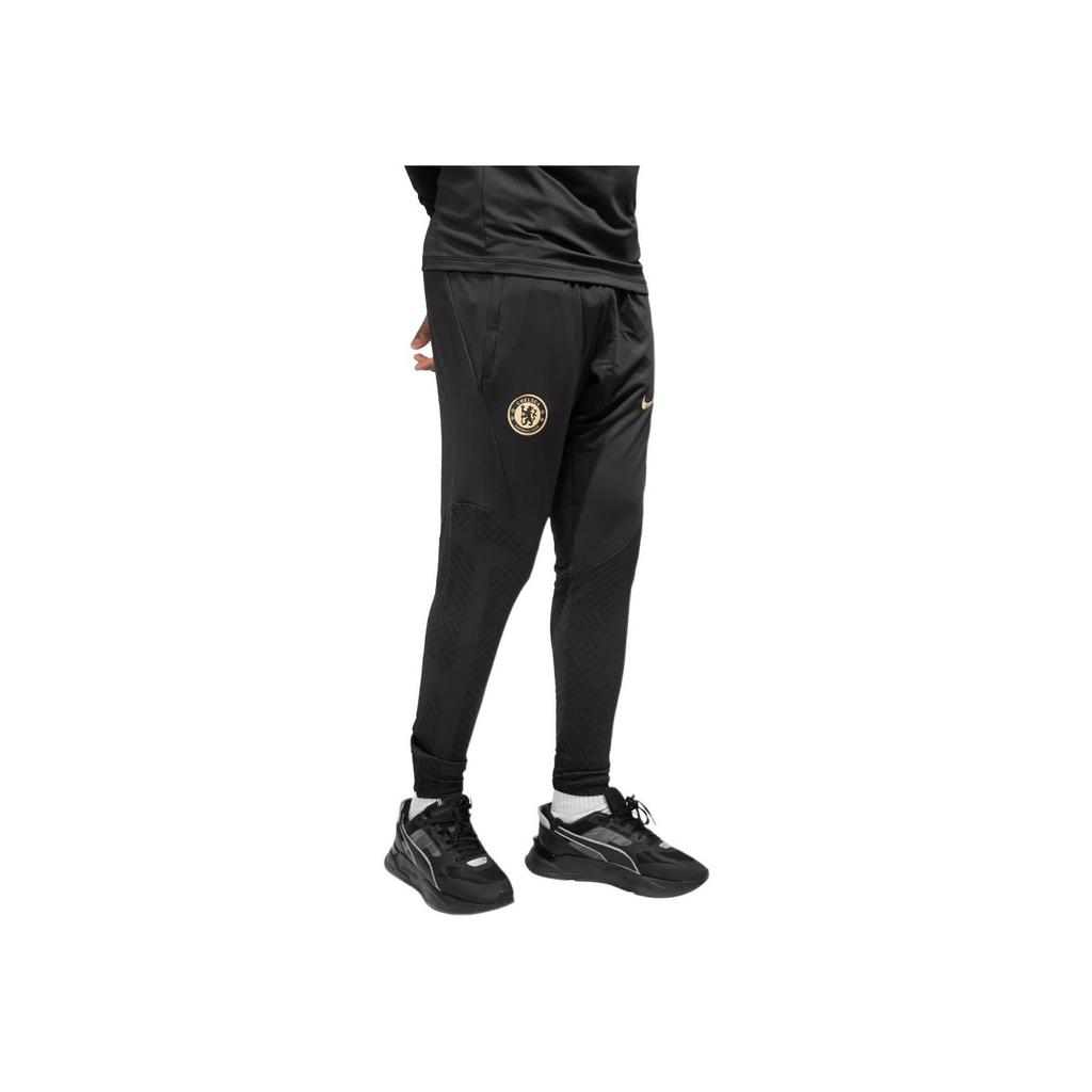 Nike Chelsea Dri-Fit 2022/2023 Strike Logo Sweat-Absorbing Comfortable Breathable Football Pants Men Bottoms Black Gold DN2880-010