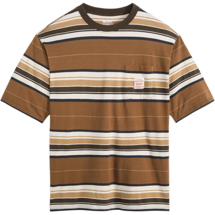 Levis Comfortable Versatile Striped Classic Crew Neck Loose Short Sleeve T-Shirt Men Tops A5850-0019