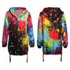 Women Casual Long Sleeve Zipper Jacket Multicolor Printing Hooded Coat